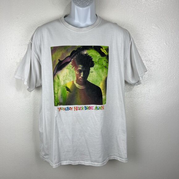 Youngboy Never Broke Again Shirt Men Extra Large White Green Graphic S/S Tee - Picture 9 of 9